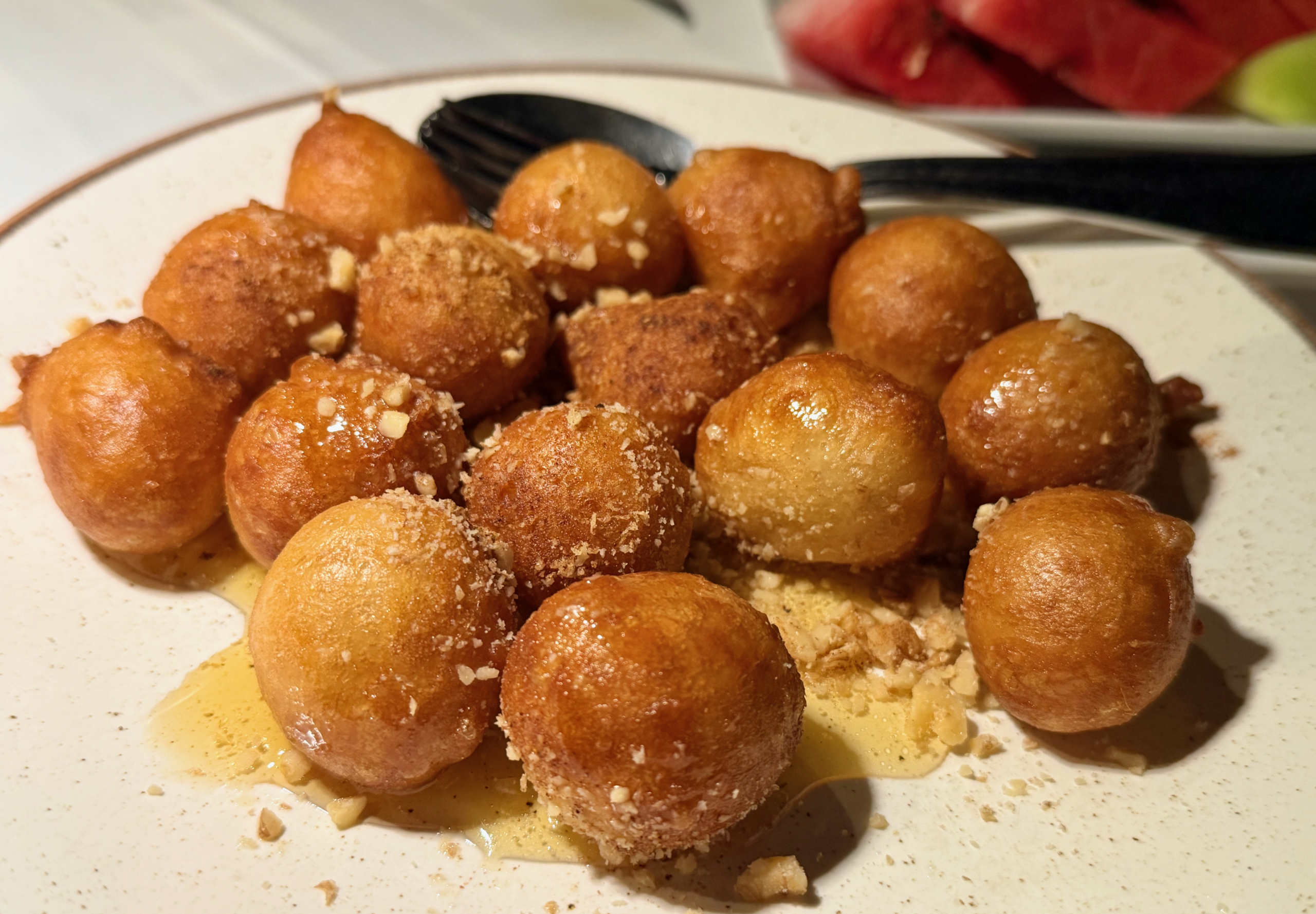 Tradition Donuts with Flower Honey at Elaia Restaurant